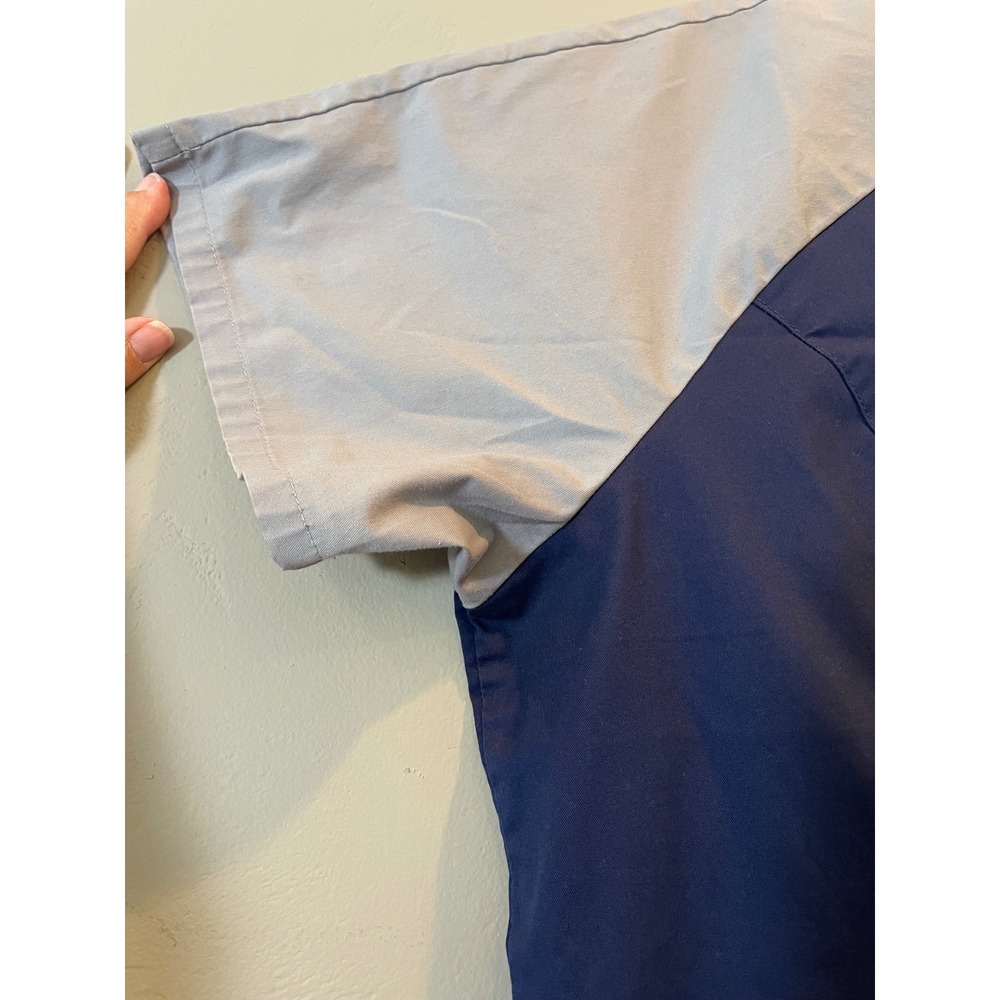 Butter-Soft Stretch Scrub Top Womens 2X Navy Grey Pink Colorblock V-Neck Pockets - Picture 7 of 12